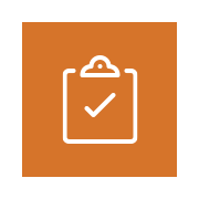 Icon featuring image of clipboard with check mark.