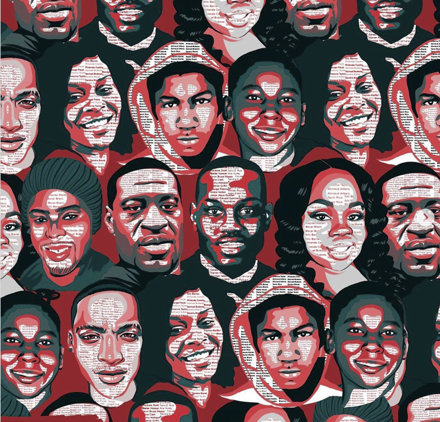 collage of notable Black Americans who have been killed by police recently.